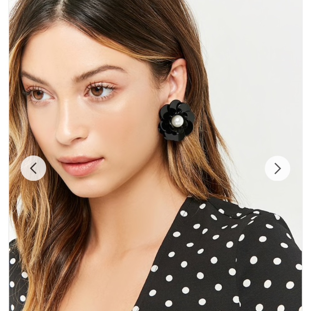 Classic black floral earrings